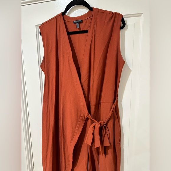 Eileen Fisher petite wrap front crepe sleeveless jumpsuit - Picture 6 of 16